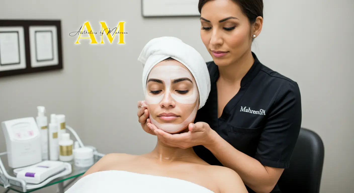Aesthetician from Aesthetics by Mahreen Spa performing Classic Facial in studio in Amherst NY 1