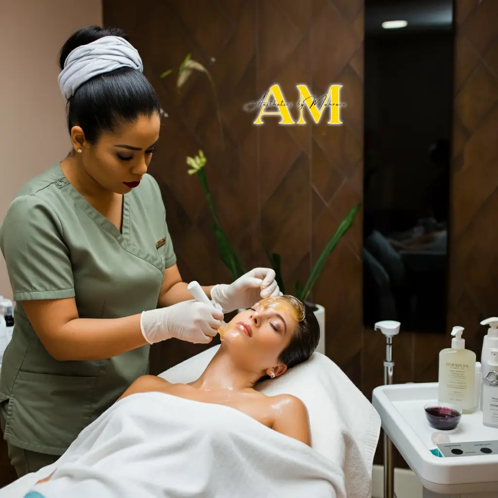 sugaring services in Aesthetics by Mahreen Spa, staff doing her work